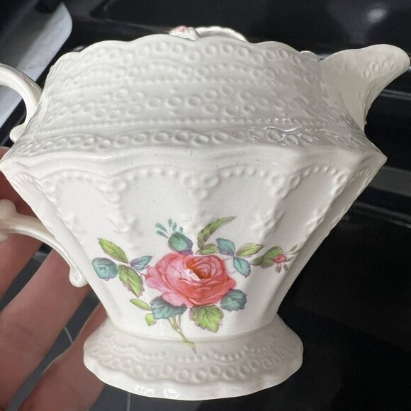Spode's Jewel Porcelain China - Billingsley Rose Creamer and Sugar Bowl w/Lid - Picture 7 of 14